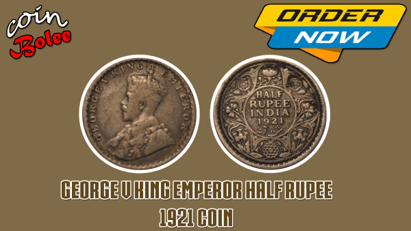 George V King Emperor Half Rupee India 1921 Silver Coin