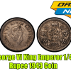 George VI King Emperor 1/4 Rupee India 1943 Silver Coin