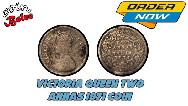 Victoria Queen Two Annas India 1871 Sterling Silver Coin